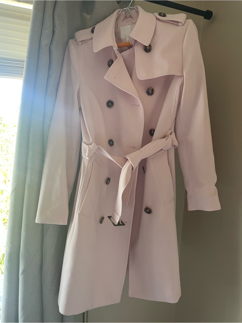 H&M Light Pink Double-Breasted Trench Coat